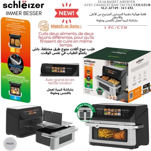 Schleizer Airfryer Max 14L Avec Fenetre 2400W