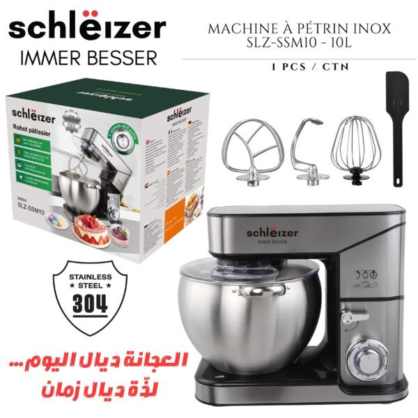 Schleizer Robot pâtissier 10L – 2000W en acier inox