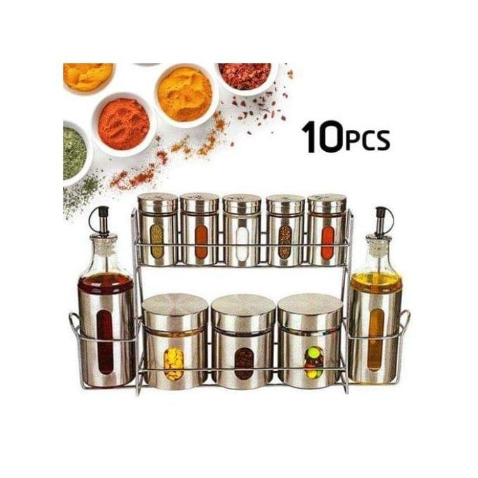 ⁦Set 10 Pots à épices avec support⁩ - الصورة ⁦1⁩