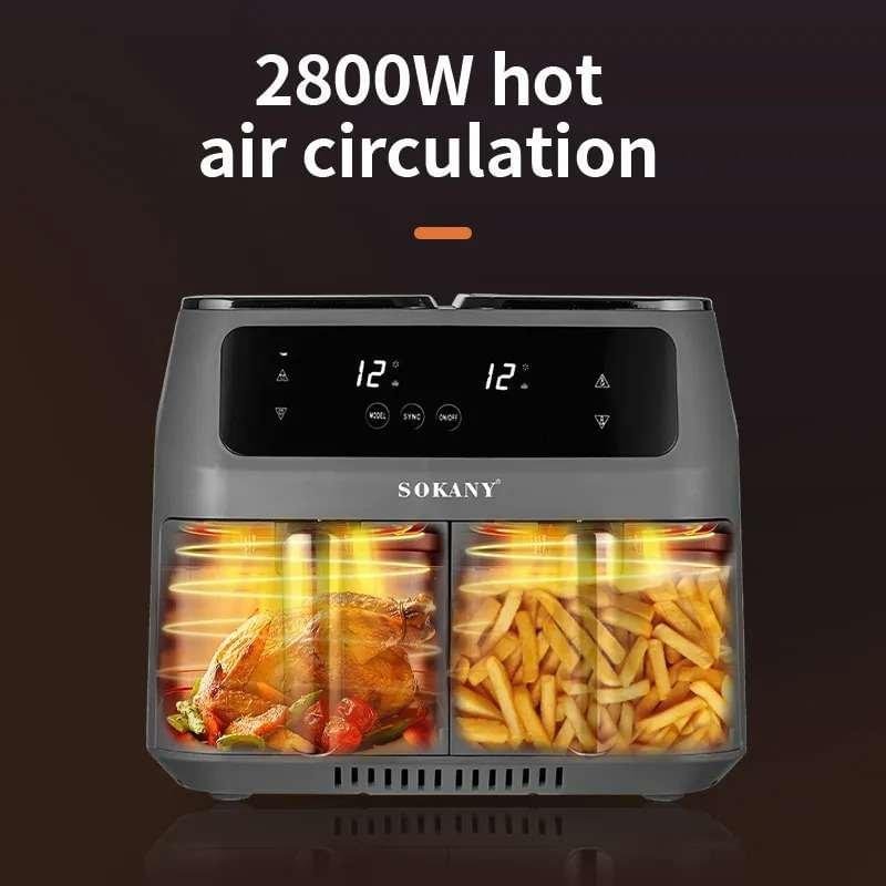 ⁦SOKANY AIR FRAYER DOUBLE BASKET 8L XXL⁩ - الصورة ⁦5⁩