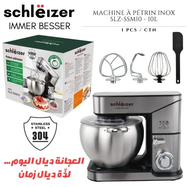 Schleizer Robot pâtissier 10L – 2000W en acier inox
