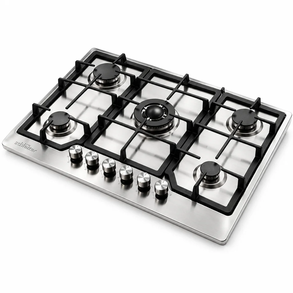 Schlëizer Plaque De Cuisson – À Gaz – 5 Feux – INOX